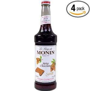 Monin Flavored Syrup, Swiss Chocolate, 33.8 Ounce Plastic Bottles 
