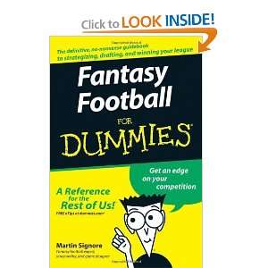  Fantasy Football For Dummies [Paperback] Martin Signore 