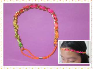 Boutique gold chain elastic Headband Hair Band Head Wrap  