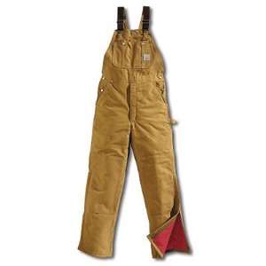 Carhartt 42 X 34 Regular Brown Duck Quilt Lined Bib Overalls With 