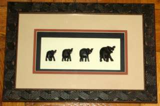 Framed African Art Montage   Calender Elephant Family  