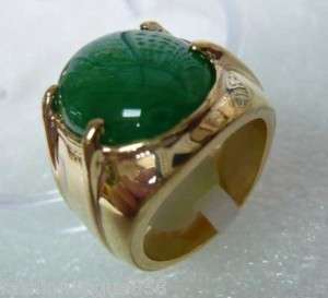 Mens jewelry REAL green jade ring size8 11  