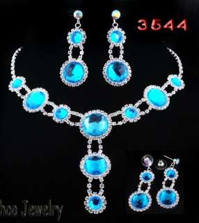   Acryl Beads Rhinestone Crystal Bridal Necklace Earring 1set  