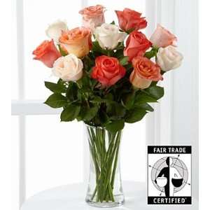   World Fair Trade Rose Flower Bouquet   12 Stems   Vase Included