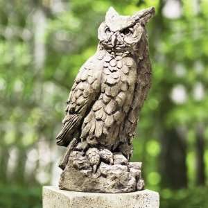 com Campania International Large Horned Owl Cast Stone Garden Statue 