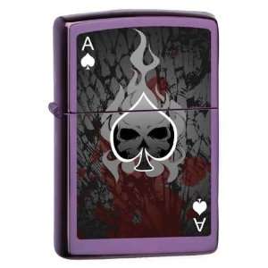  Zippo Custom Lighter   Ace of Death on Abyss Purple 