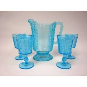  Pressed Glass Pitcher and Goblets