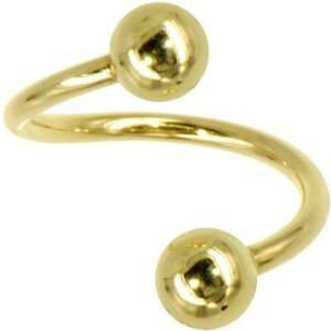  Solid 14kt Yellow Gold Spiral Twister Belly Ring Jewelry