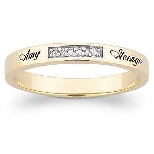  18K Gold over Sterling Diamond & Top Engraved Name Slim 