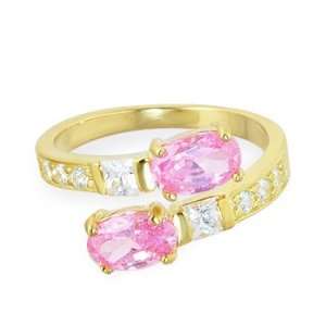  10K solid gold toe ring with pink and clear gems Jewelry