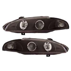   99 Mitsubishi Eclipse Black LED Halo Projector Headlights Automotive