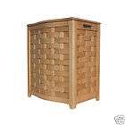 Bowed Front Wooden Laundry Hamper with Natural Finish