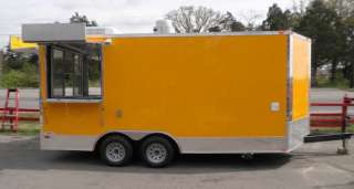 NEW 8.5 X 17 YELLOW ENCLOSED V NOSE CONCESSION TRAILER  