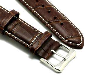 20mm Brown/White Quality leather watch Band fits Tissot Longines 