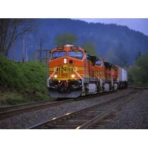 Freight Train Moving on Tracks, Stevenson, Columbia River 