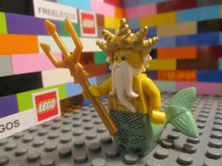 Lego OCEAN KING NEPTUNE minifigure w/ crown, tail and trident weapon 