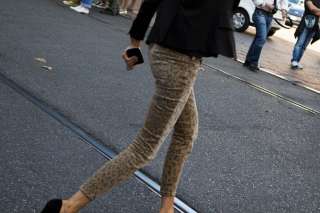 New Celeb Hot leopard print low rise cropped skinny jeans pencil 
