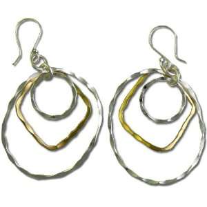  Two tone sterling silver hoop earrings 
