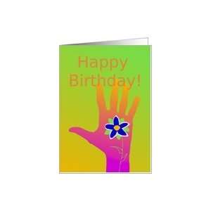  Business, Happy Birthday, Co Worker, Hand with Flower Card 