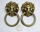   Heavy Vintage Brass Figural Lion Head & Ring Cabinet Drawer Pull (s
