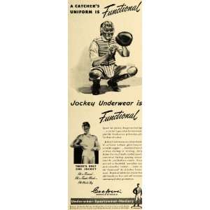 1947 Ad Jockey Underwear Sportswear Hosiery Baseball   Original Print 