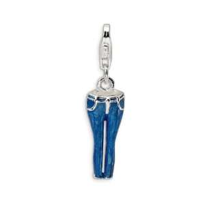  Sterling Silver 3D Enameled Blue Jeans Charm Jewelry