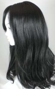 Long Black/Brown Straight Hair Wig w/Soft Curls & Bangs  
