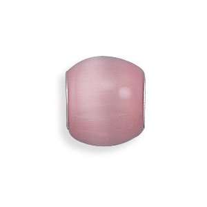  Sterling Silver 9mm Light Pink Glass Cats Eye Story Bead 