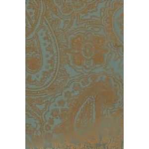   Metallic and Teal Green Indian Paisley Wallpaper