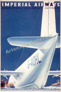 1936 Flying Boat Imperial Airways Travel Poster   16x24  