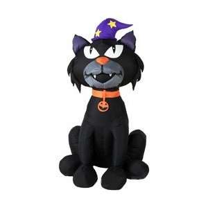  Inflatable 4 Foot Halloween Black Cat with Witch Hat Yard Art Patio