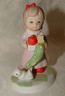 LEFTON #05413 1986 Little Treasures Figurine Girl and Kitten with 