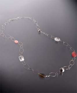 Max blush and smokey quartz long station necklace   up to 