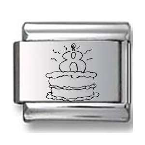  Birthday Cake Eight Years Old Laser Italian Charm Jewelry