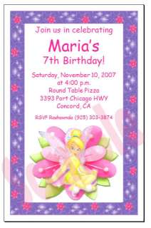 Set of 10 Tinkerbell Personalized Invitations Set B  