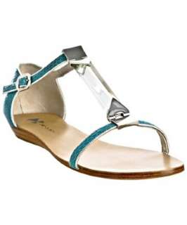 Daniblack turquoise leather Bliss lucite t strap sandals   