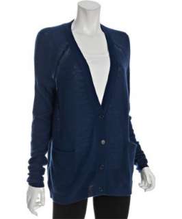 BCBGMAXAZRIA navy cashmere v neck boyfriend cardigan   up to 