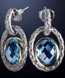 Charles Krypell blue topaz oval drop earrings  