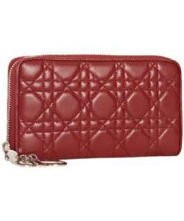 Christian Dior bordeaux cannage leather Lady Dior continental wallet 