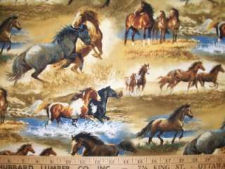 Wild Horses Cowboy Western Fabric Yards BTY  