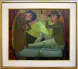 JOAN BROTAT Signed 1950 Original Oil The Music Players   LISTED 