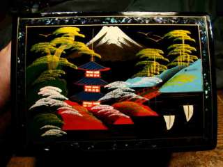 1950s Colorful Painted & shell Inlay Music Jewelry Box  