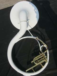 WHITE SOUSAPHONE WITH MADE OF PURE BRASS WITH FREE CASE BOX AND 