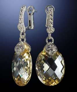 Judith Ripka canary crystal and diamond oval drop earrings   