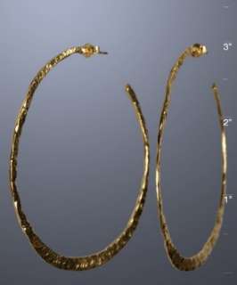 Gorjana gold hammered Grand Arc hoop earrings   