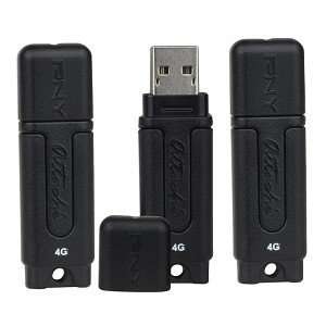  PNY Attaché 4GB USB 2.0 Flash Drive   3 Pack (Black 