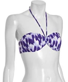 Shoshanna purple printed French Kiss bandeau bikini top   up 