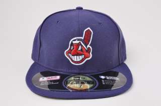 MENS NEW ERA 59FIFTY CLEVELAND INDIANS NAVY BLUE LOGO FITTED HAT CAP 