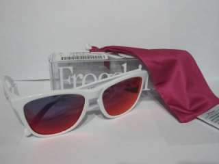 NEW OAKLEY FROGSKINS POLISHED WHITE W/ RUBY LENSES SUNGLASSES 24 307 