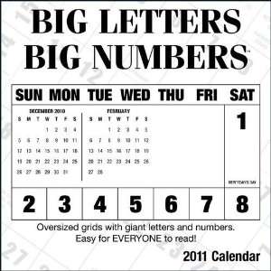  BIG LETTERS BIG NUMBERS Wall Calendar 2011 (Size 12 X 12 